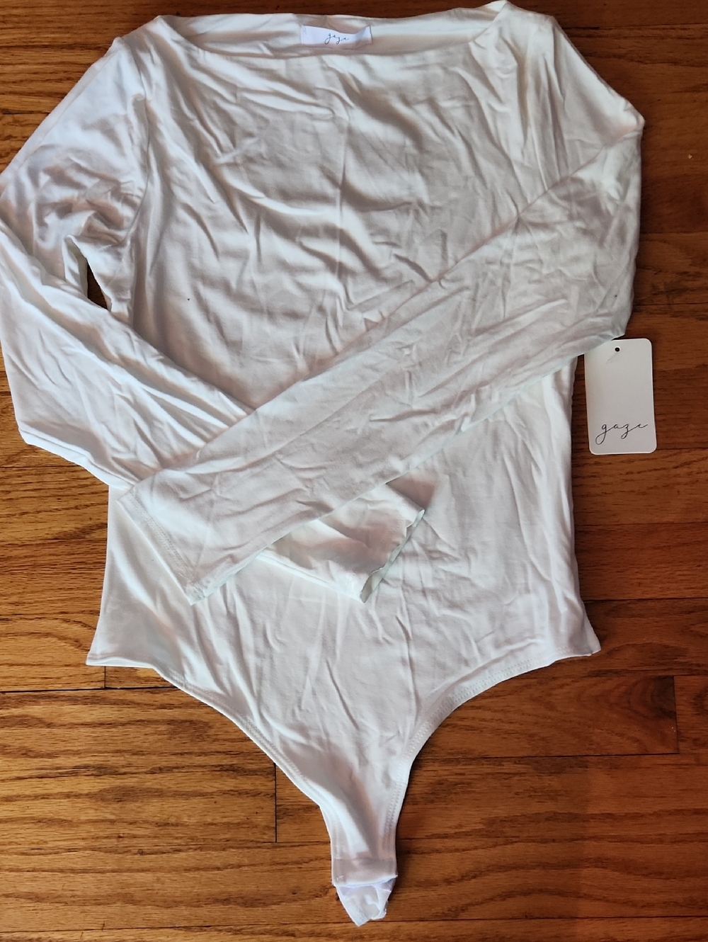 NWT gaze Cream Winter White Long-Sleeve Bodysuit Bandeau Style